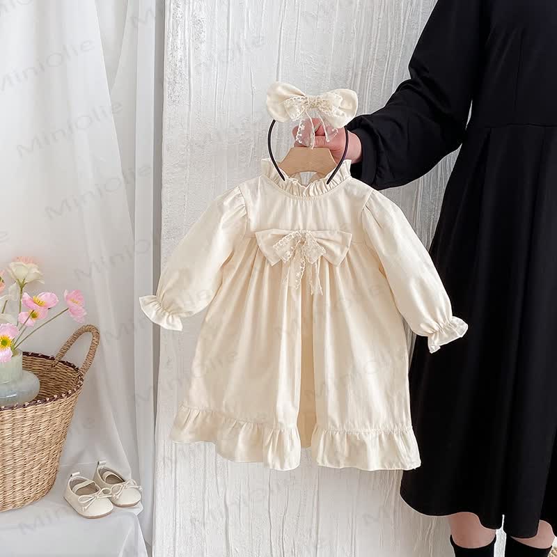 Baby Toddler Solid Color Bow Dress/Bodysuit - image 7