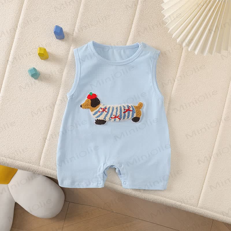 Baby Dachshund Patch Sleeveless Romper - Blue - 2-3T - image 8
