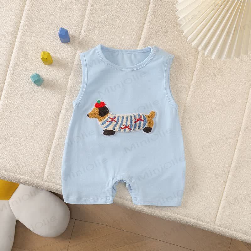 Baby Dachshund Patch Sleeveless Romper - Blue - 2-3T - image 8