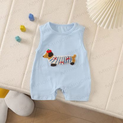 Baby Dachshund Patch Sleeveless Romper - Blue - 2-3T - image 8