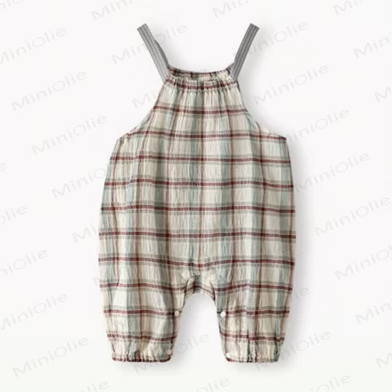 Baby Plaid Suspender Romper - Green - 18-24M - image 3