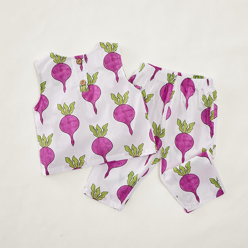 Baby Toddler Beetroot Print 2-piece Sleeveless Set - image 3