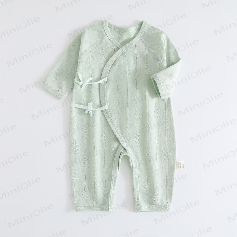  Baby Simple Solid Color Kimono Romper - Green - 3-6M - image 5