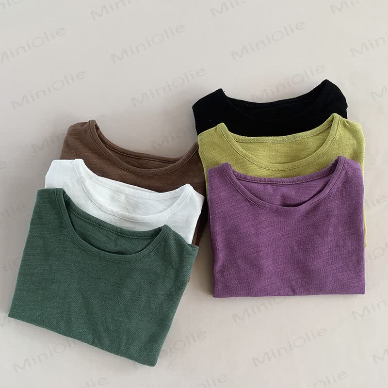 Toddler Solid Color Retro Soft T-shirt - image 3