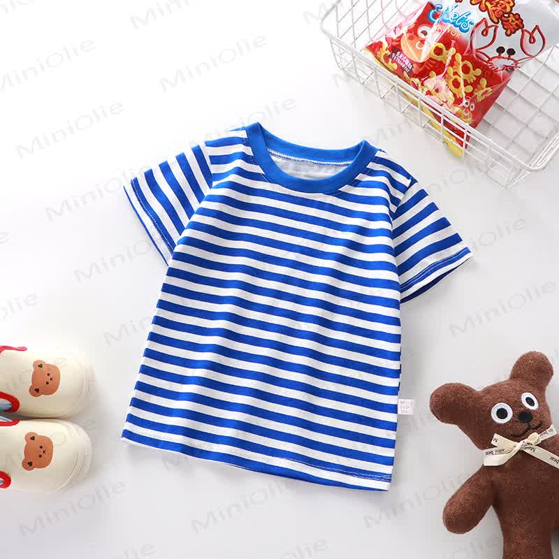 Kids Simple Striped Base Layer T-Shirt - Blue - 10Y - image 5