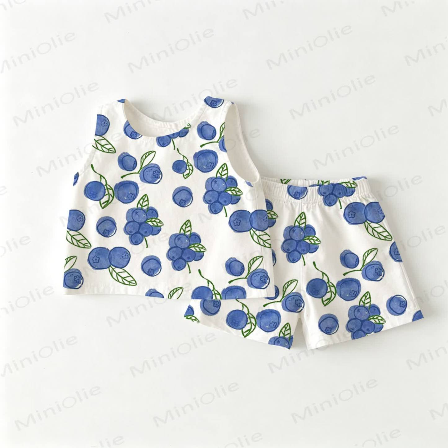 Baby Toddler Blueberry Print White Top and Shorts 2-piece Set - White - 3-4T - image 1