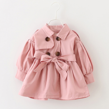 Baby Girl Ruffle Solid Color Coat - Pink - 18-24M - image 3