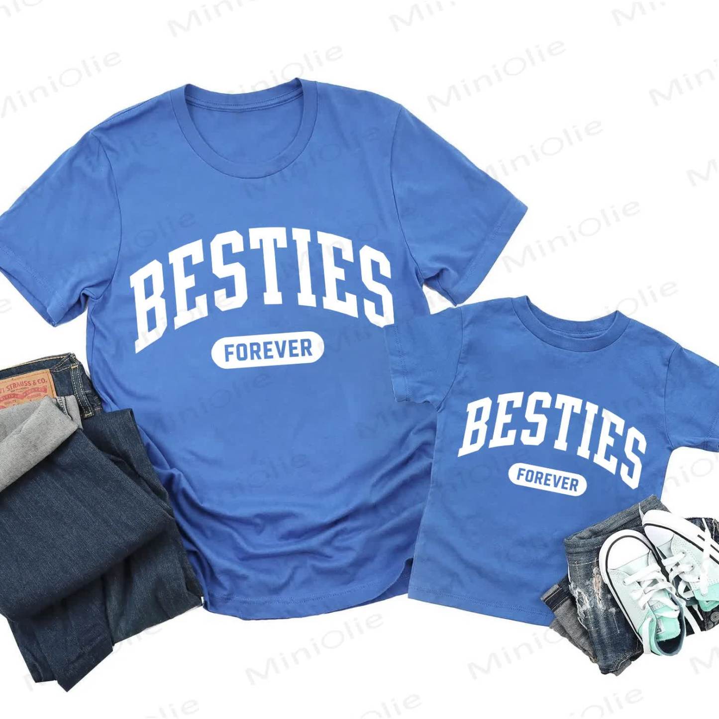 BESTIES FOREVER Family Matching T-Shirt - Blue - Adult T-Shirt: XL - image 1