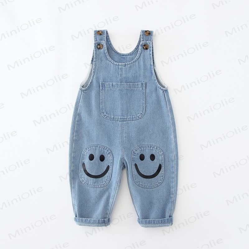 Toddler Pocket Smiley Denim Overalls - image 7