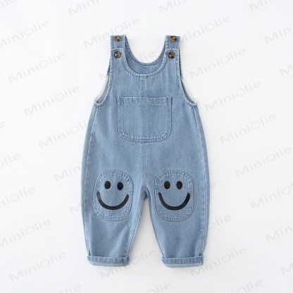 Toddler Pocket Smiley Denim Overalls - image 7