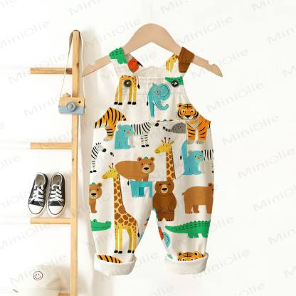 Baby Toddler Animals Print Overalls - Beige - 5-7T - image 1