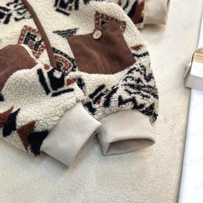 Baby Lamb Fleece Hooded Printed Romper - image 7