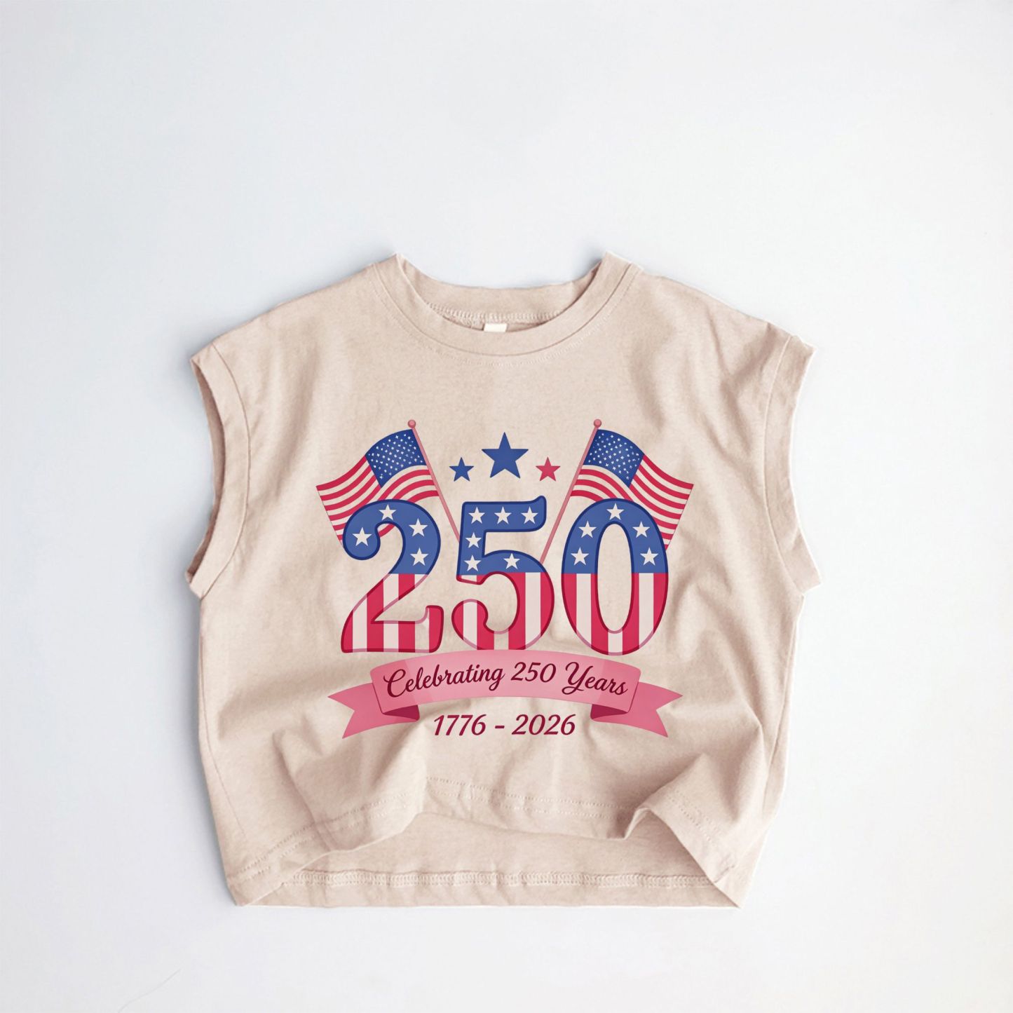250 CELEBRATING 250 YEARS 1776-2026 Baby Toddler American Flag Khaki Tank Top - Khaki - 3-5T - image 1