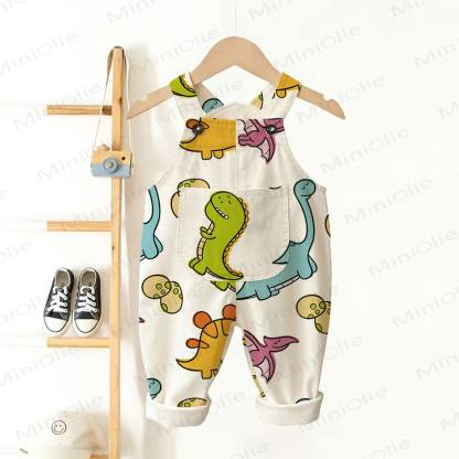 Baby Toddler White Dinosaur Overalls - White - 3-5T - image 1