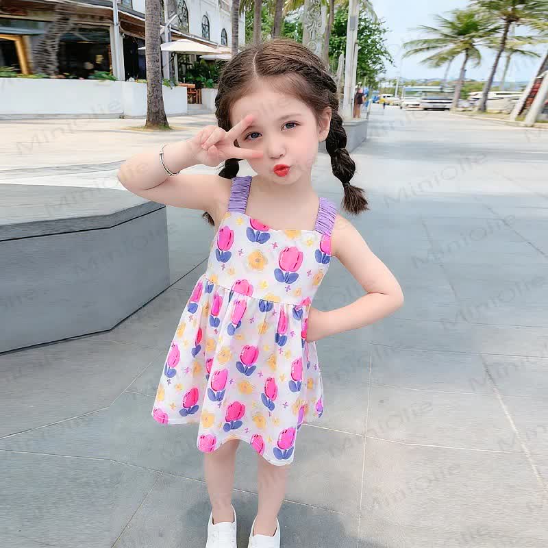 Toddler Kid Girl Floral Bows Suspender Dress - image 8