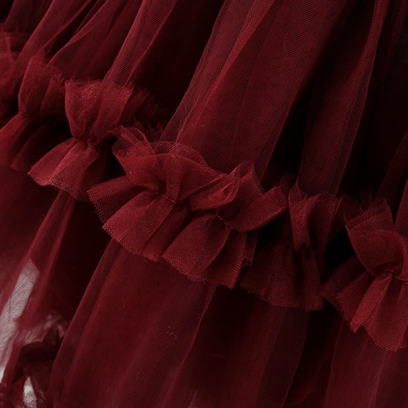 Baby Girl Bear Bow Red Fleece Lined Mesh Dress  - image 11