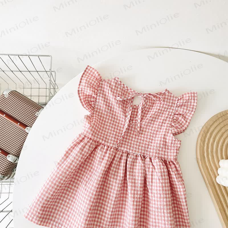 Baby Lovely Bow Plaid Ruffled Dress - image 9