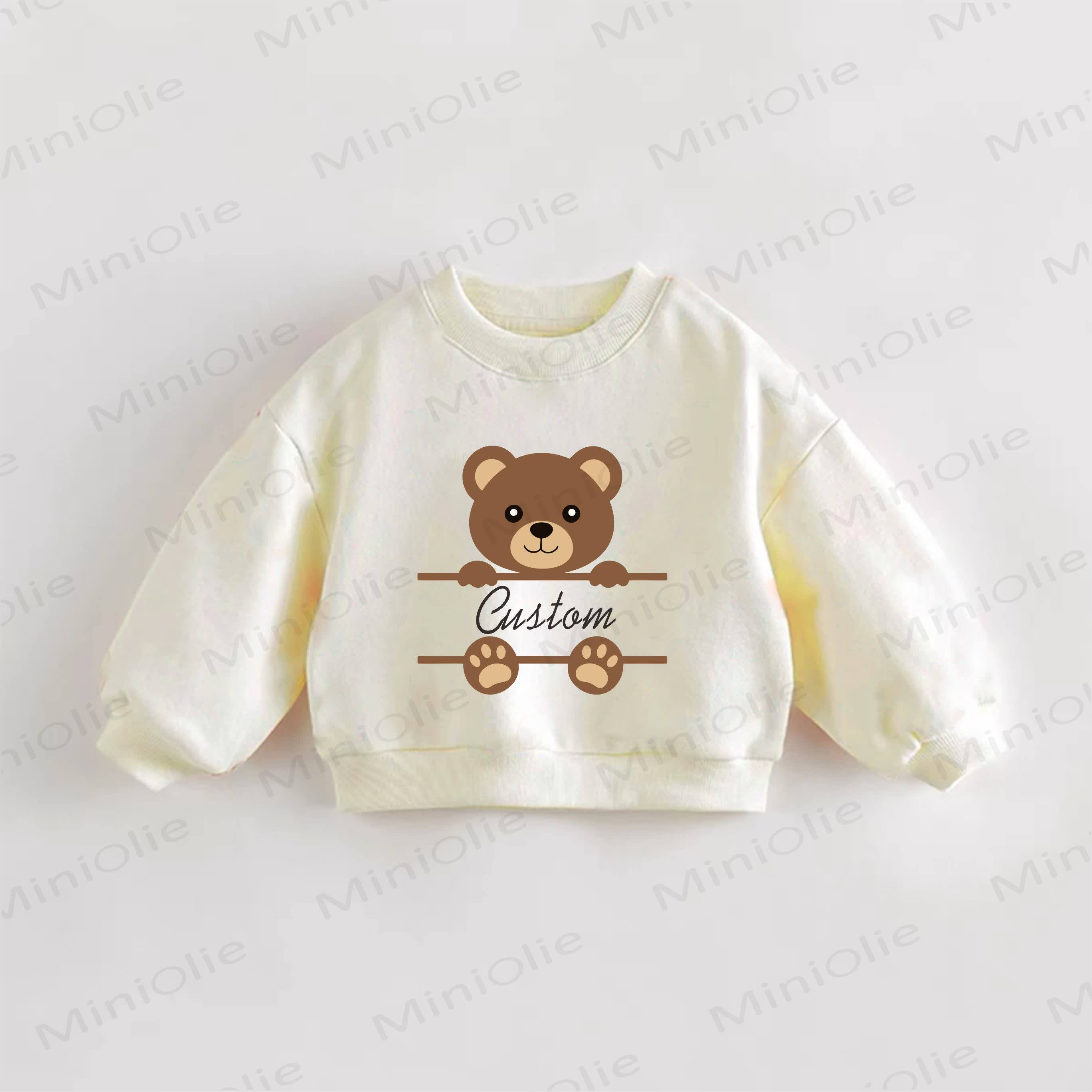 Personalized Retro Name Customization Baby Bear Print Sweatshirt - image 1