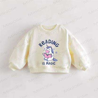 READING IS MAGIC Baby Toddler Sweatshirt - Cream - 3-5T - image 1