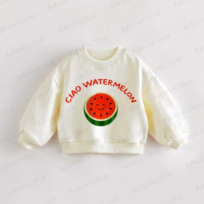 CIAO WATERMELON Baby Toddler Smiling Watermelon Sweatshirt - Cream - 3-5T - image 1