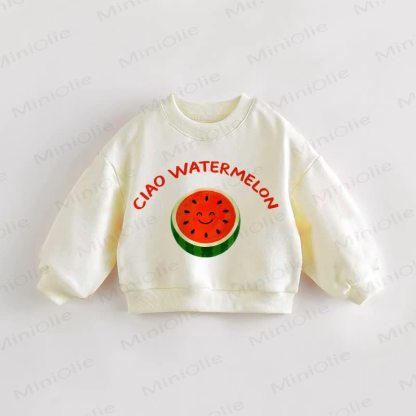 CIAO WATERMELON Baby Toddler Smiling Watermelon Sweatshirt - Cream - 3-5T - image 1
