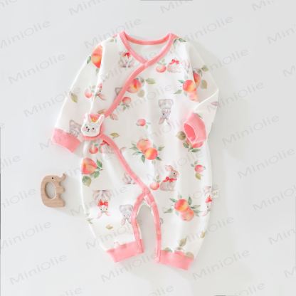  Baby Print Newborn Romper - Pink Bunny - 3-6M - image 4