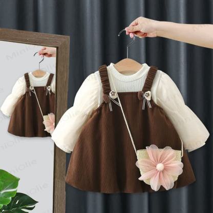 Baby Corduroy Dress with Flower Bag - Brown - 2-3T - image 9