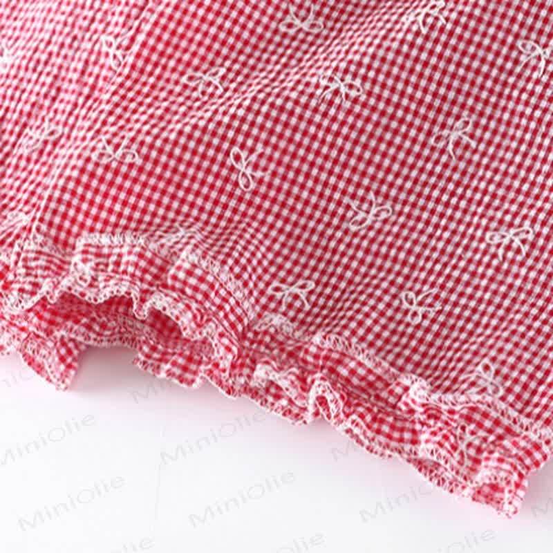 Toddler Girl Gingham Bowknot Ruffle Sleeveless Top and Pants 2-piece Set - image 9