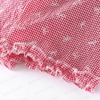 Toddler Girl Gingham Bowknot Ruffle Sleeveless Top and Pants 2-piece Set - image 9