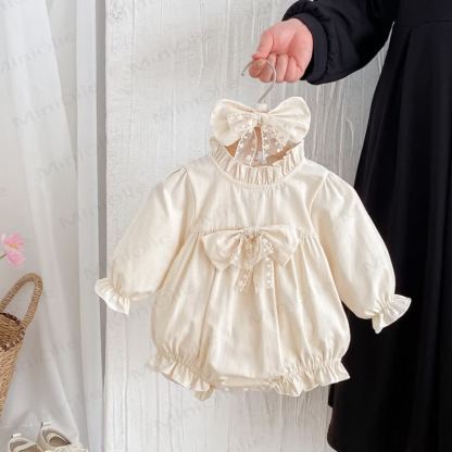 Baby Toddler Solid Color Bow Dress/Bodysuit - image 6