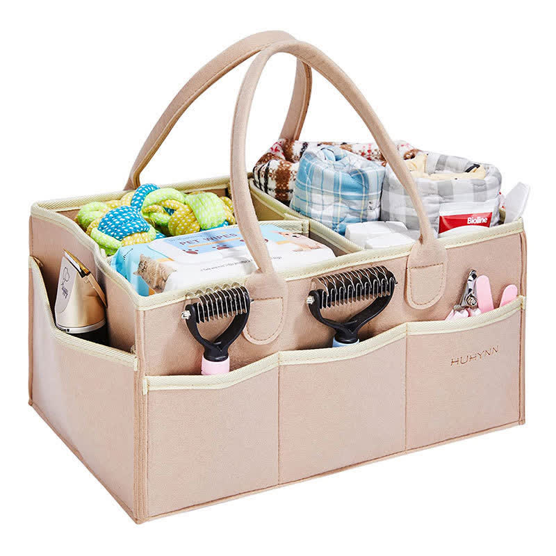 Large Capacity Multi-compartment Felt Bag - Pink - 38*24*20CM - image 1