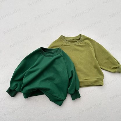 Toddler Solid Color Round Collar Casual Sweatshirt  - image 7