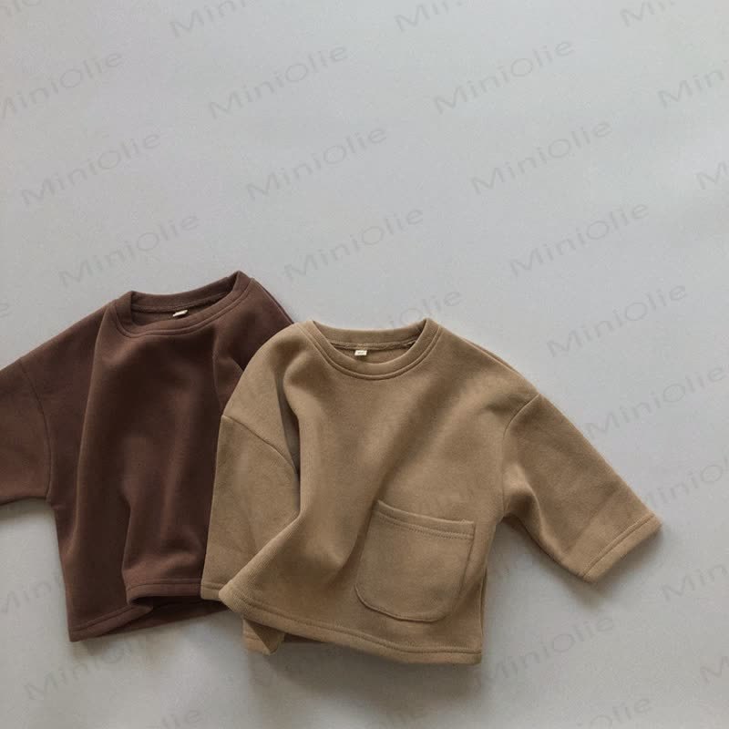 Toddler Solid Color Inner Fleece T-Shirt - image 6