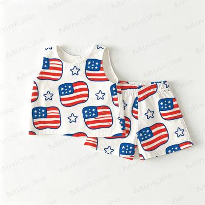 Baby Toddler American Flag Tank and Shorts 2-piece Set - White - 3-4T - image 1