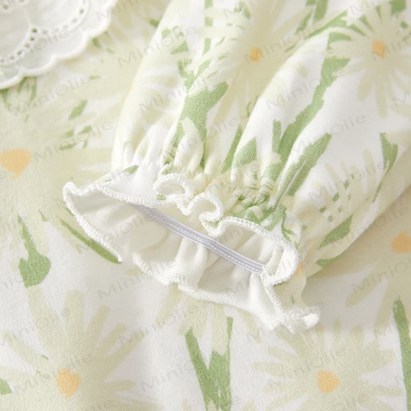 Baby Girl Flower Green Romper - image 5