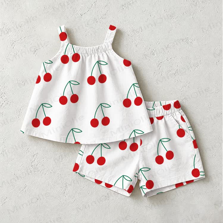 Baby Toddler Cherry White Top and Shorts 2-piece Set - White - 3-4T - image 1
