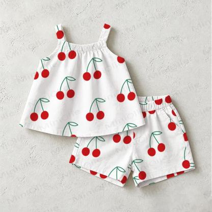 Baby Toddler Cherry White Top and Shorts 2-piece Set - White - 3-4T - image 1