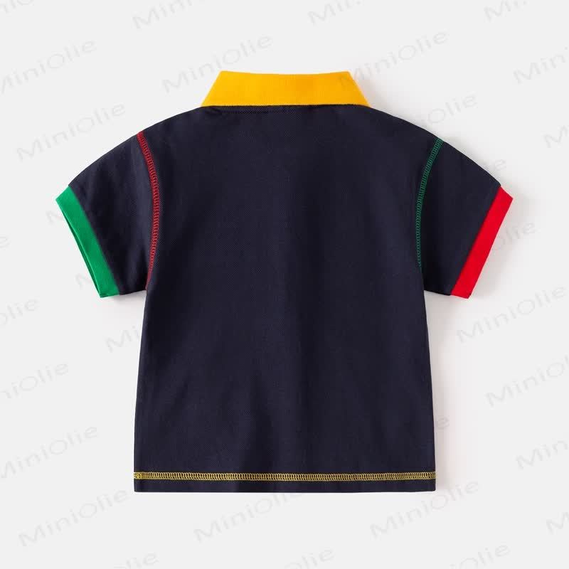 Kid Boy Embroidered Dinosaur Truck Polo Shirt - image 5