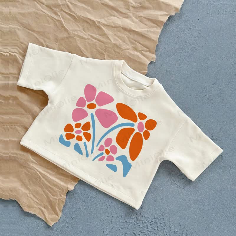 Baby Simple Flower Drawing White T-Shirt - White - 2-3T - image 1