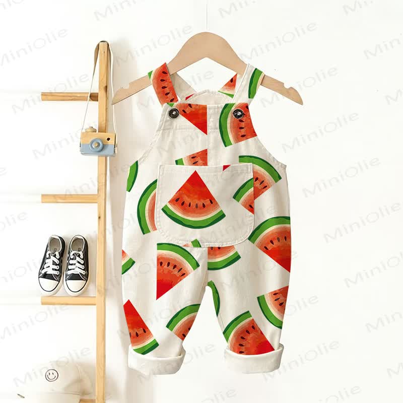 Baby Toddler Watermelon Pocket Overalls  - White - 3-5T - image 1
