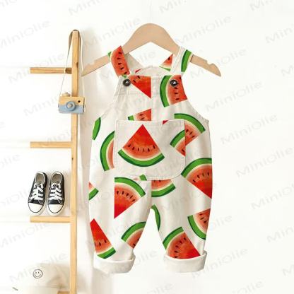 Baby Toddler Watermelon Pocket Overalls  - White - 3-5T - image 1