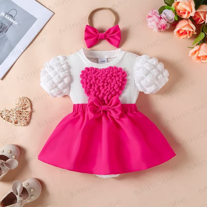 Baby Heart Skirtd Bodysuit with Headband - Pink - 12-18M - image 14