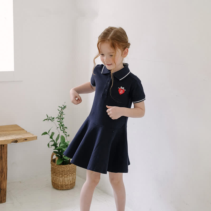 Toddler Kid Polo Bow Heart Black Dress - image 2