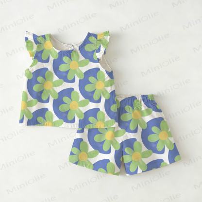 Baby Toddler Flower Top and Shorts 2-piece Set - White - 3-4T - image 1