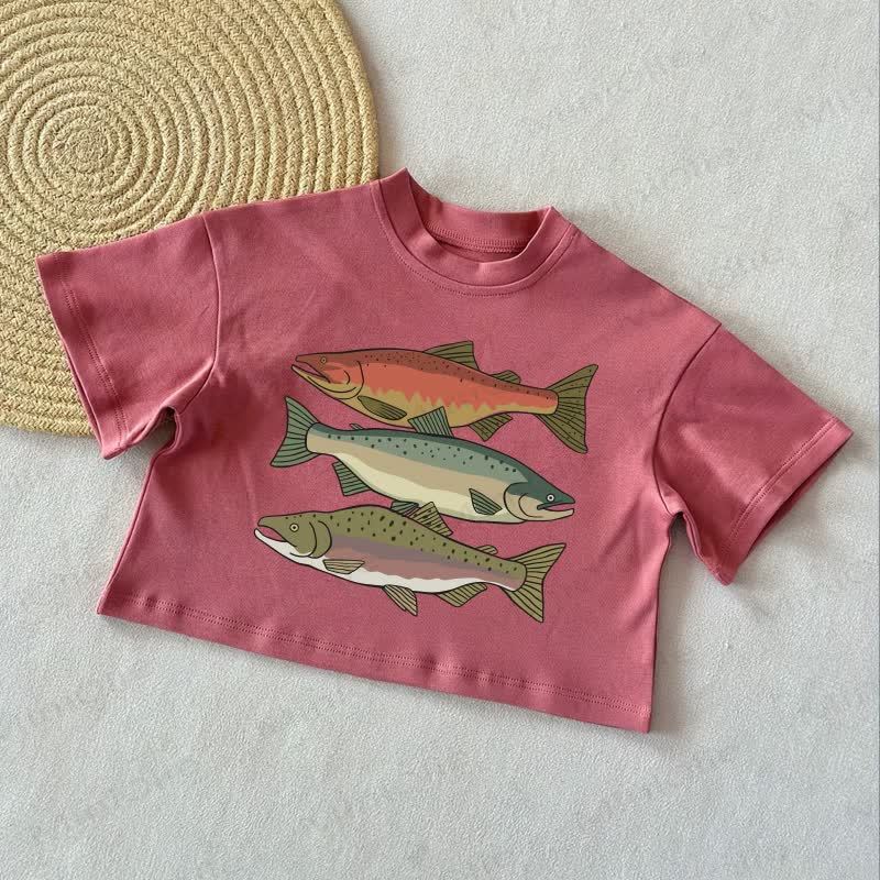 Baby Fish Summer Casual T-Shirt - Brick Red - 2-3T - image 4
