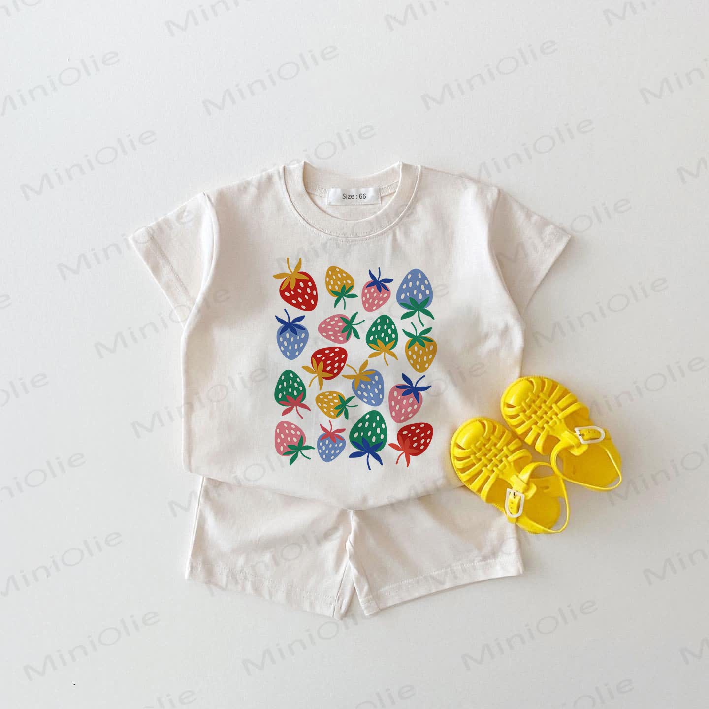 Baby Strawberry Print White 2-piece Set - White - 18-24M - image 1