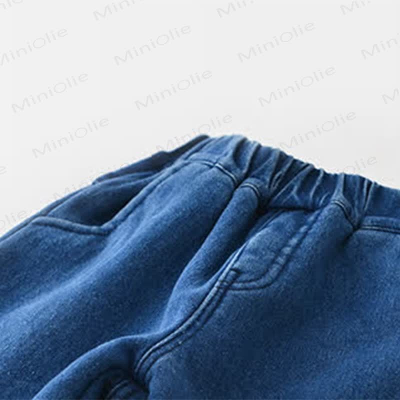 CHRISTMAS Baby Denim Deer Fleece Lined Pants - image 5