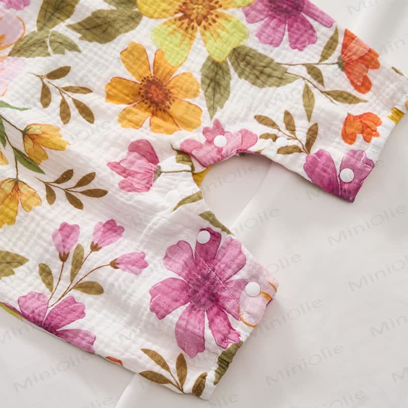 Baby Flower Print Romper with Hat - image 5