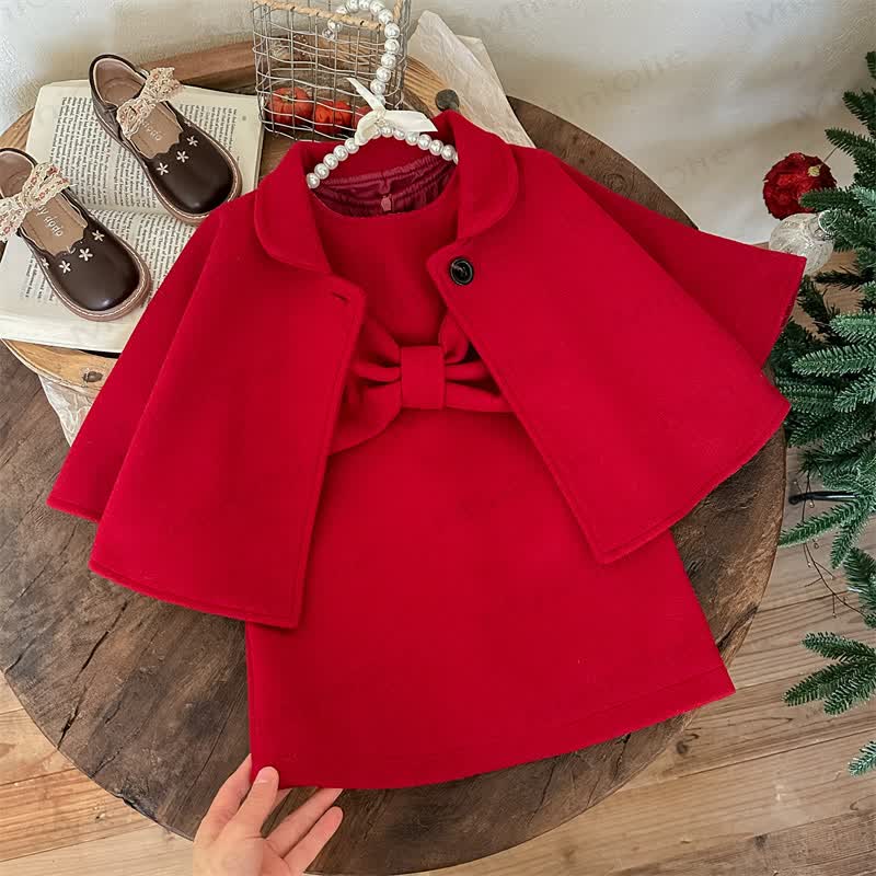 Toddler Cape and Bow Dress 2-piece Set - image 3