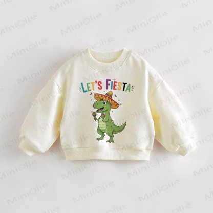 LET'S FIESTA Baby Toddler Dinosaur Cream Sweatshirt - Cream - 3-5T - image 1